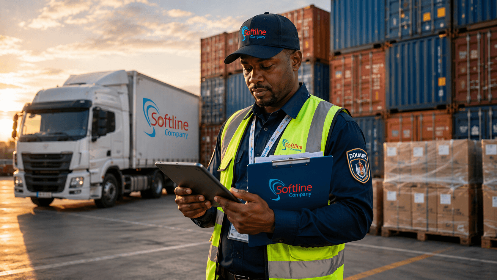 Customs officer during transit operations